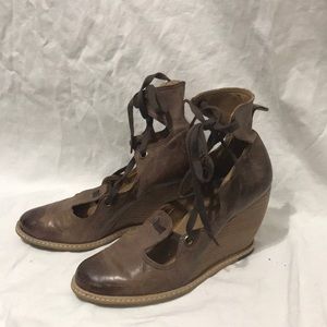 Schuler & Sons Anthropologie lace up wedge 39 8